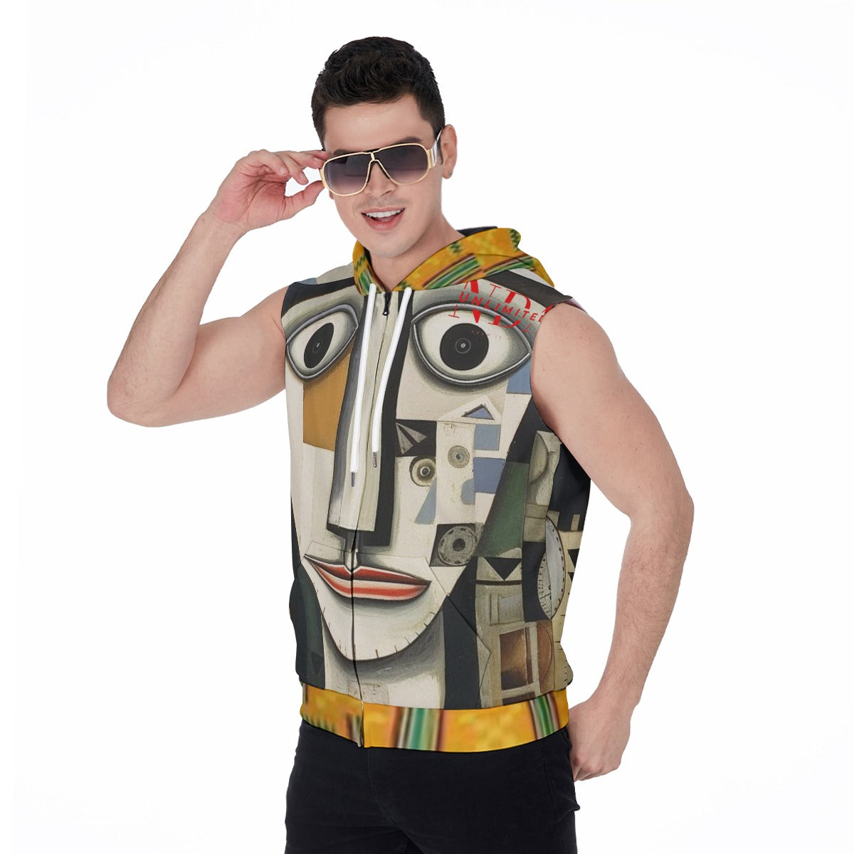 Zipper-Up Sleeveless Hoodie