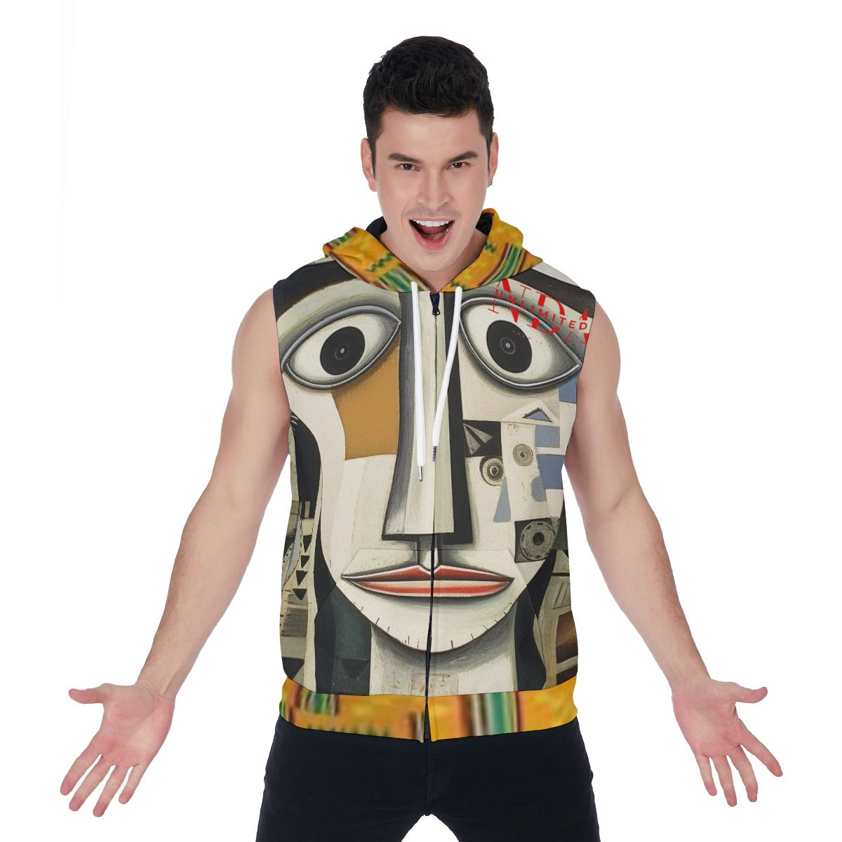 Zipper-Up Sleeveless Hoodie
