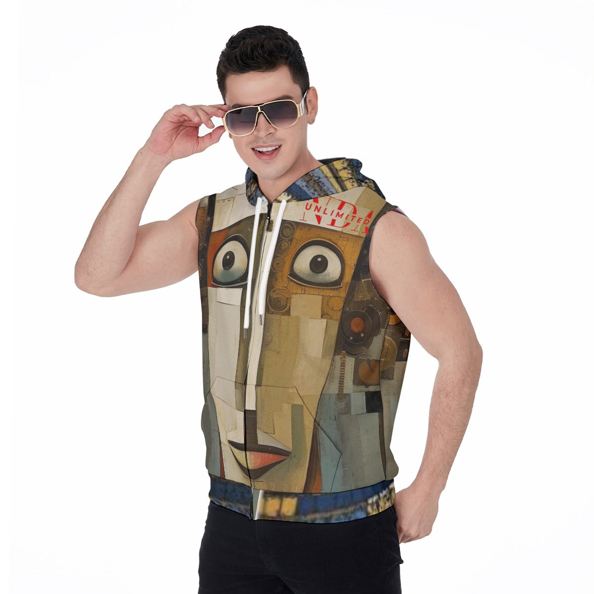 Zipper-Up Sleeveless Hoodie