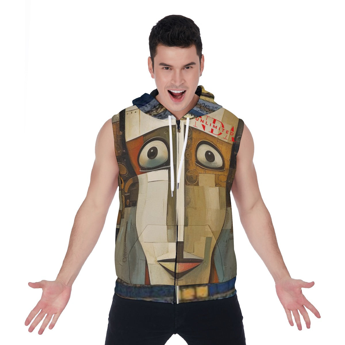 Zipper-Up Sleeveless Hoodie