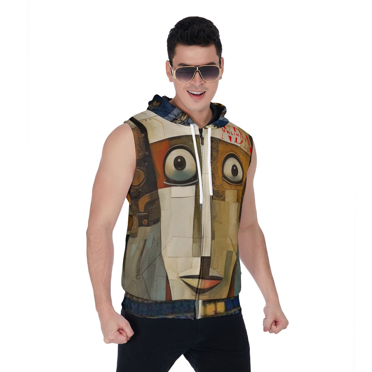 Zipper-Up Sleeveless Hoodie